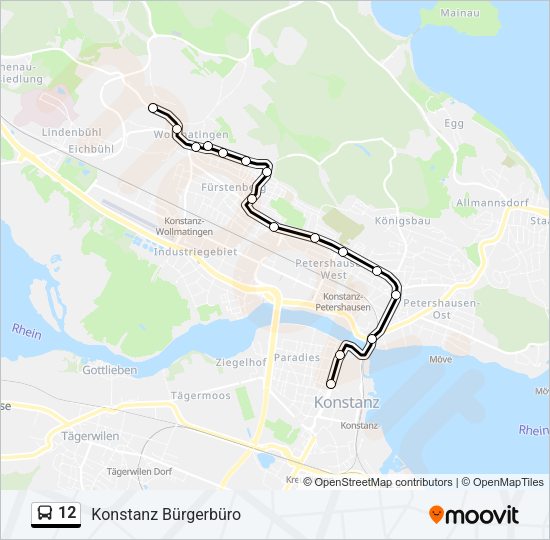 Автобус 12: карта маршрута