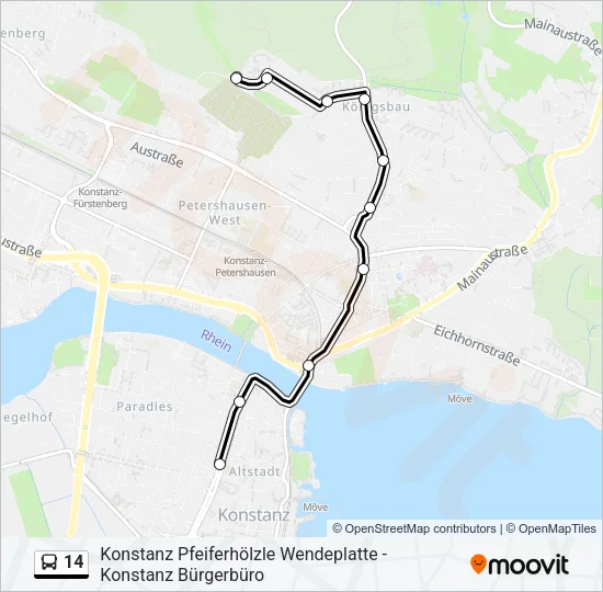 14 Bus Line Map