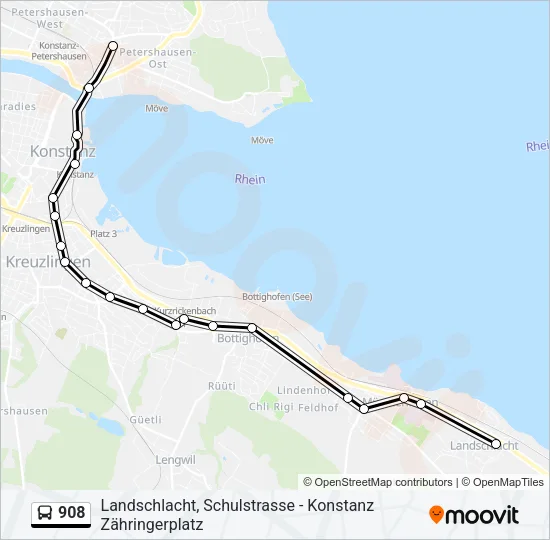 908 Bus Line Map