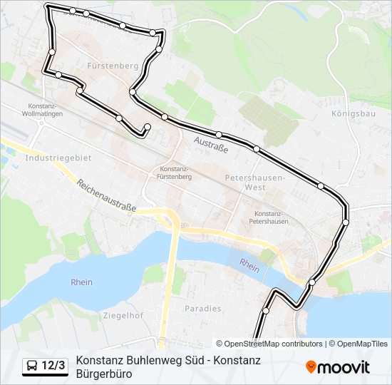 Автобус 12/3: карта маршрута