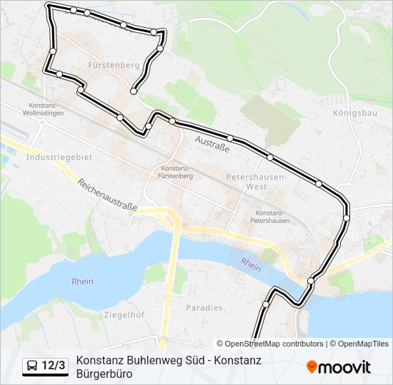 Автобус 12/3: карта маршрута