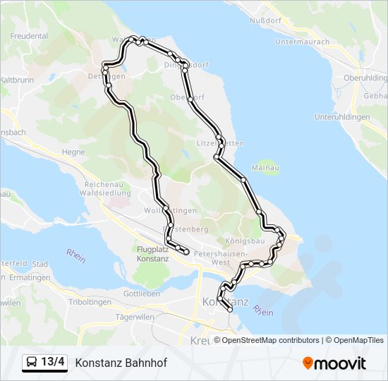 Автобус 13/4: карта маршрута