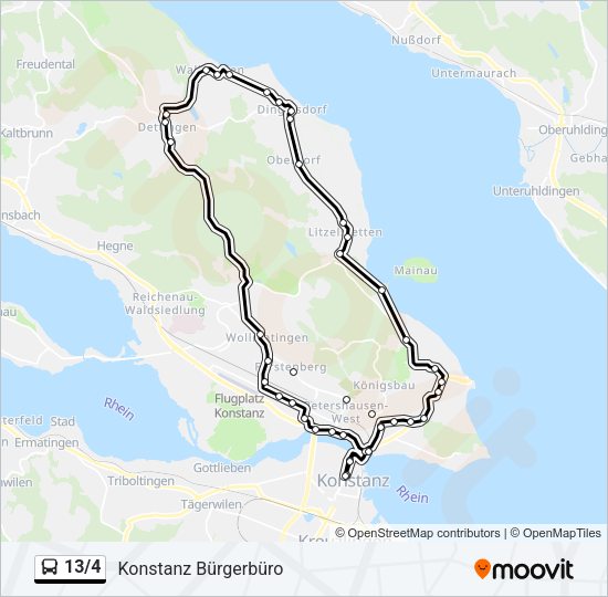 Автобус 13/4: карта маршрута