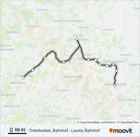 Поезд RB 85: карта маршрута
