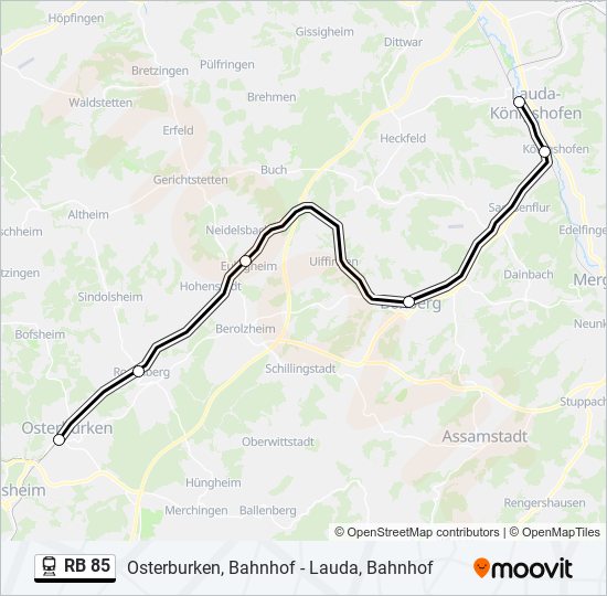 Поезд RB 85: карта маршрута