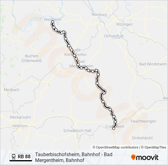 Bahnlinie RB 88 Karte