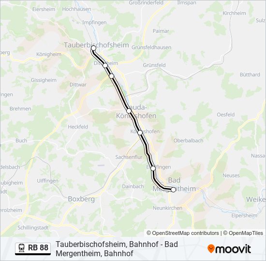 RB 88 train Line Map