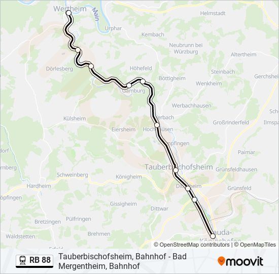 RB 88 train Line Map