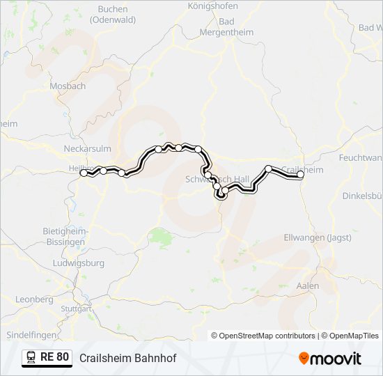 RE 80 train Line Map