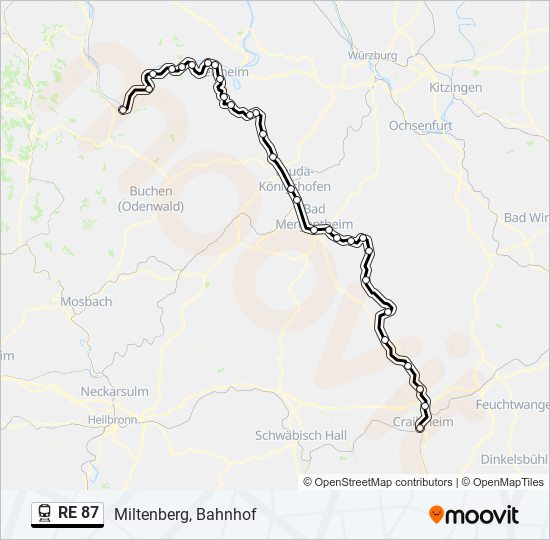 RE 87 train Line Map