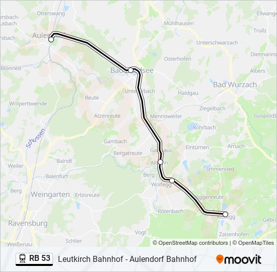 Поезд RB 53: карта маршрута