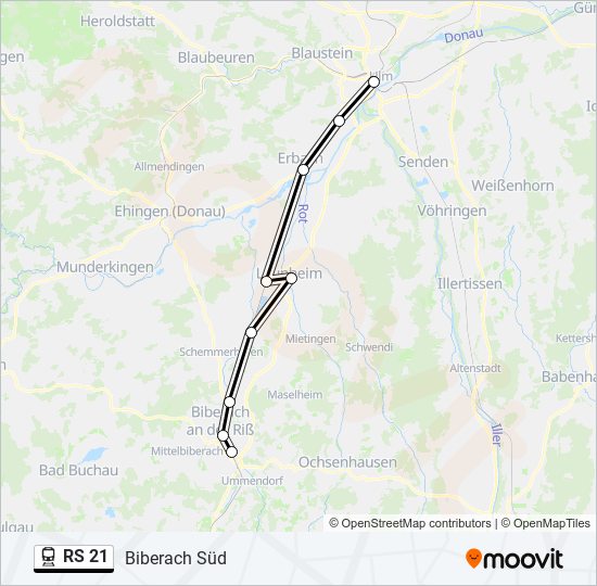 Поезд RS 21: карта маршрута