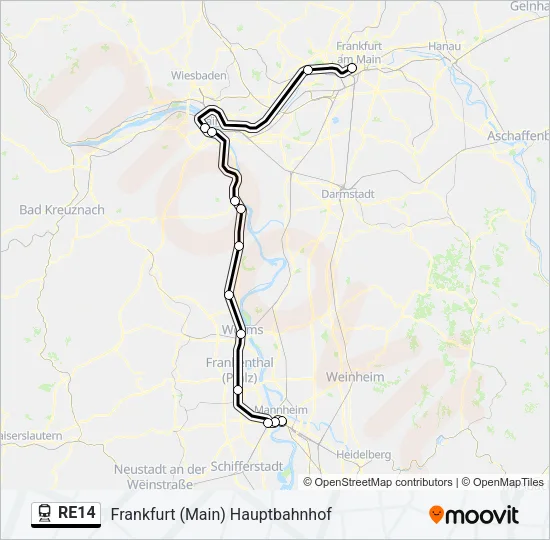 RE14 Train Line Map