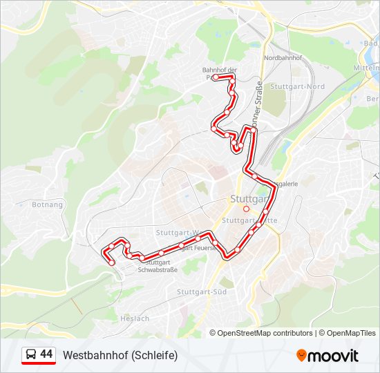 44 bus Line Map