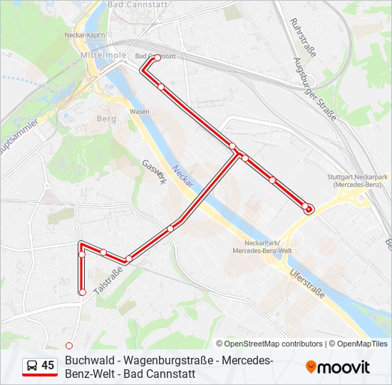 45 bus Line Map