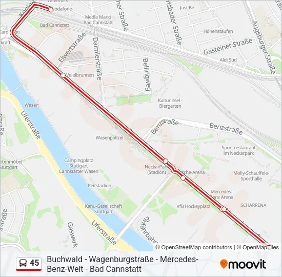 45 Bus Line Map