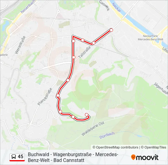 45 Bus Line Map