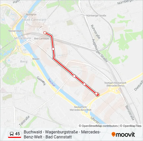 45 Bus Line Map
