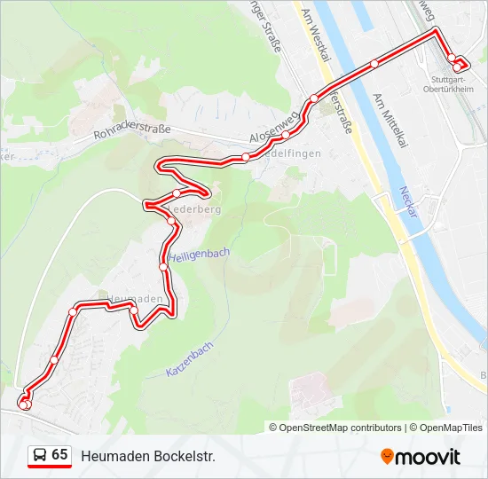 65 Bus Line Map