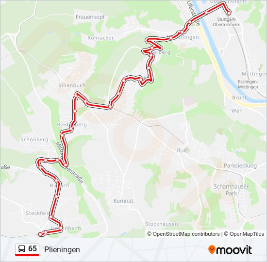 65 bus Line Map