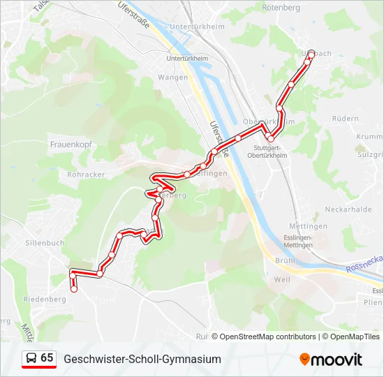 65 Bus Line Map