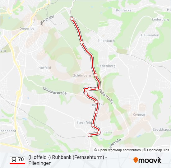 70 Bus Line Map