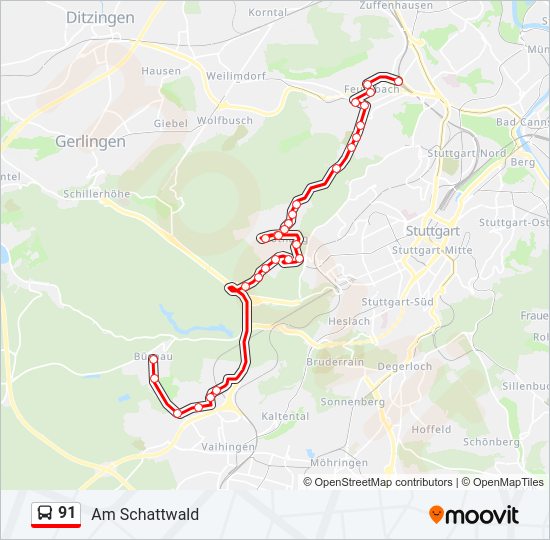 91 bus Line Map