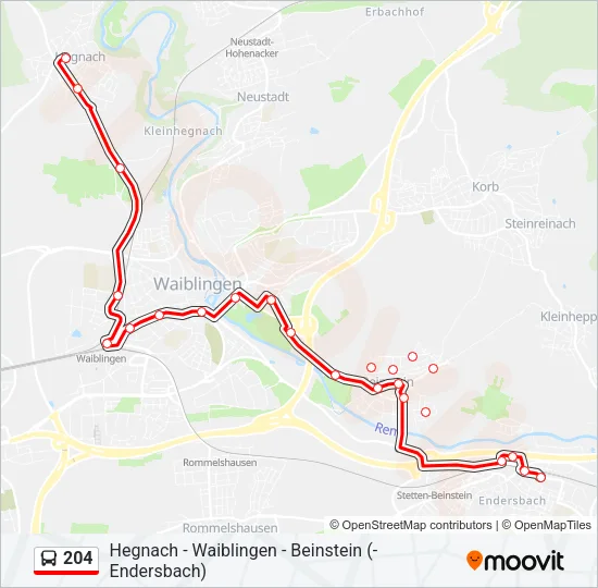204 Bus Line Map