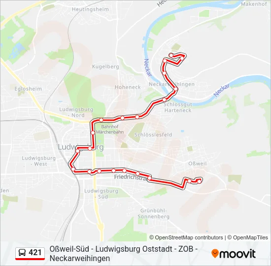 421 Bus Line Map