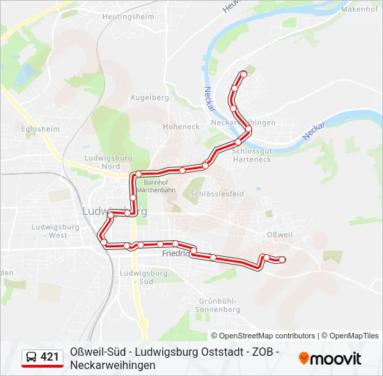 Автобус 421: карта маршрута