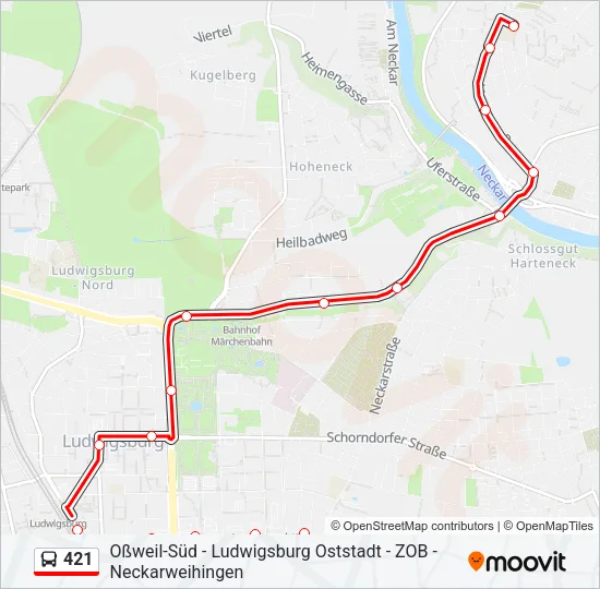 421 Bus Line Map