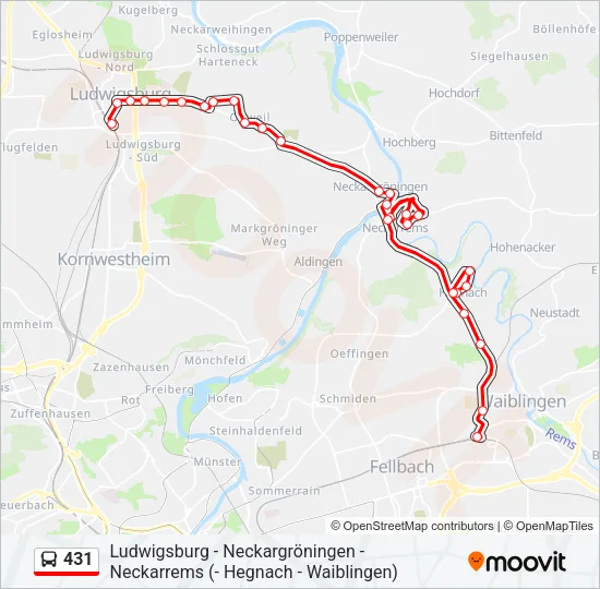 431 Bus Line Map
