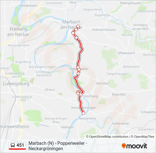 451 Bus Line Map