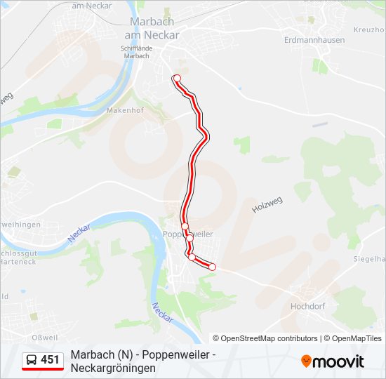 Автобус 451: карта маршрута