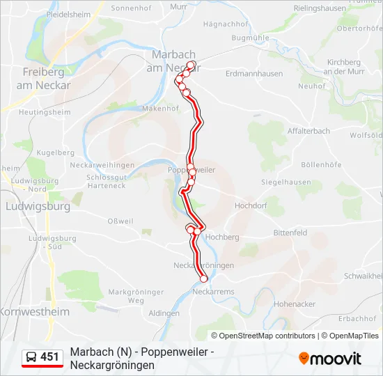 Автобус 451: карта маршрута