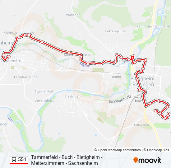 551 bus Line Map