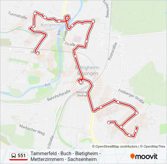 551 Bus Line Map