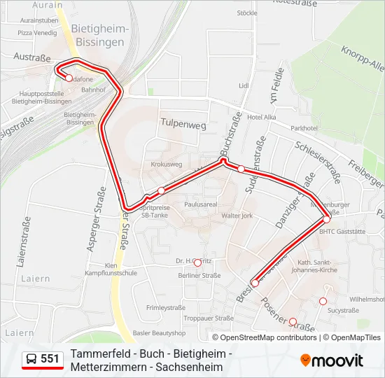 551 Bus Line Map