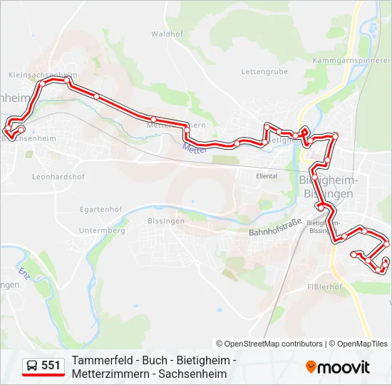 551 Bus Line Map
