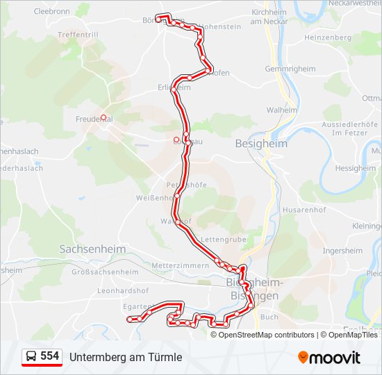 554 bus Line Map