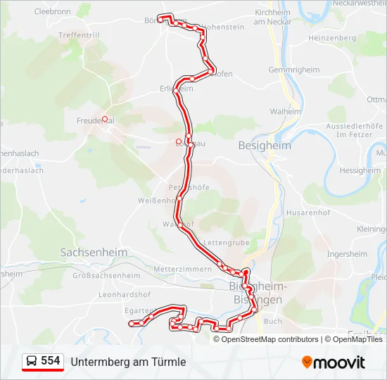 554 Bus Line Map
