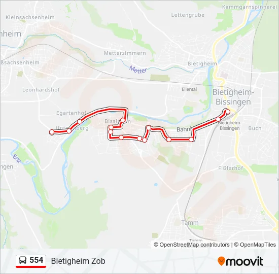 554 Bus Line Map