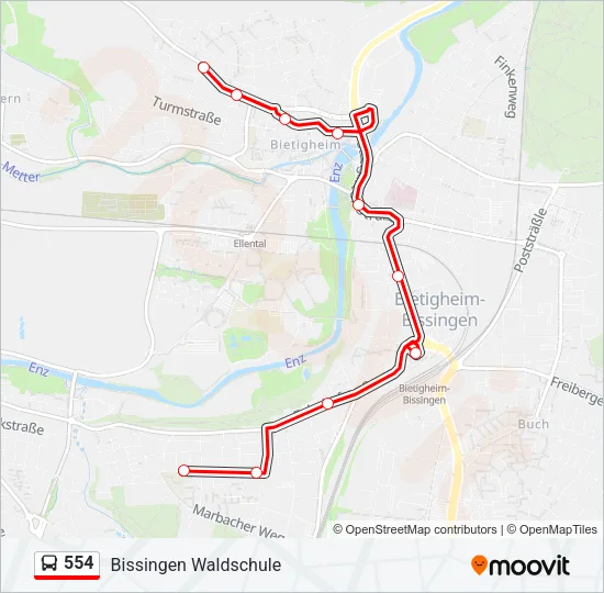 554 Bus Line Map