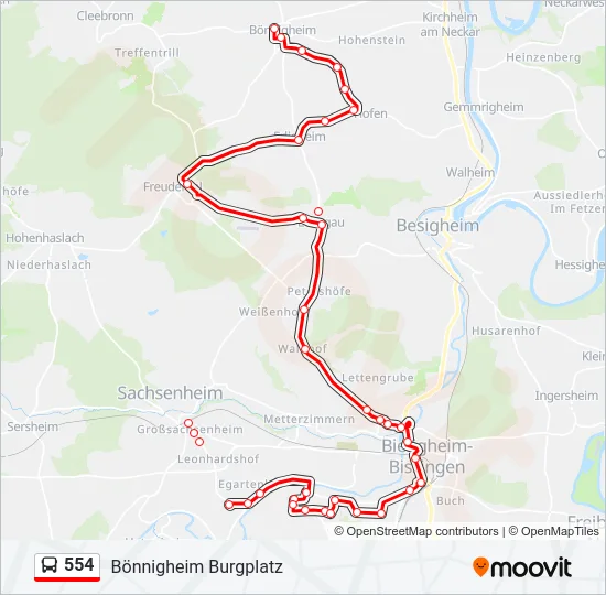 554 Bus Line Map