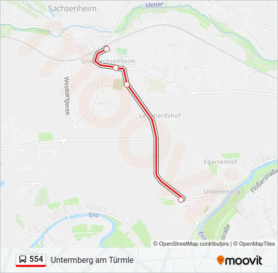 554 Bus Line Map