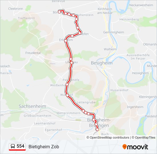 554 bus Line Map