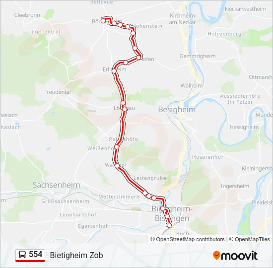 554 Bus Line Map