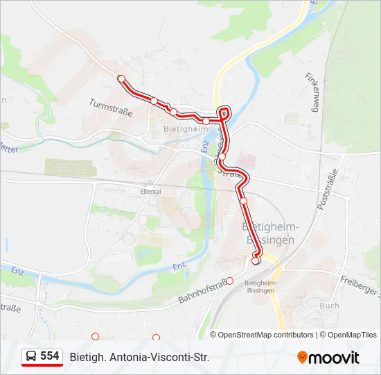 554 Bus Line Map