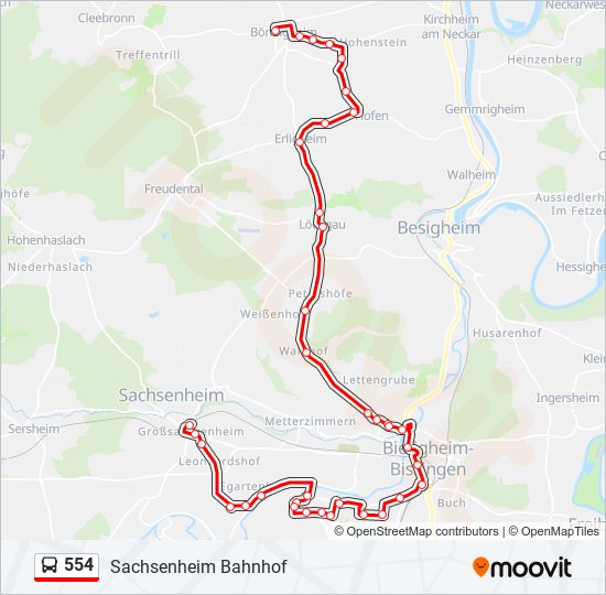 554 bus Line Map