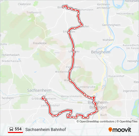 554 Bus Line Map